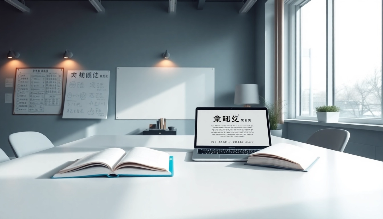 Innovative workspace with 有道翻译 technology showcasing translation tools.