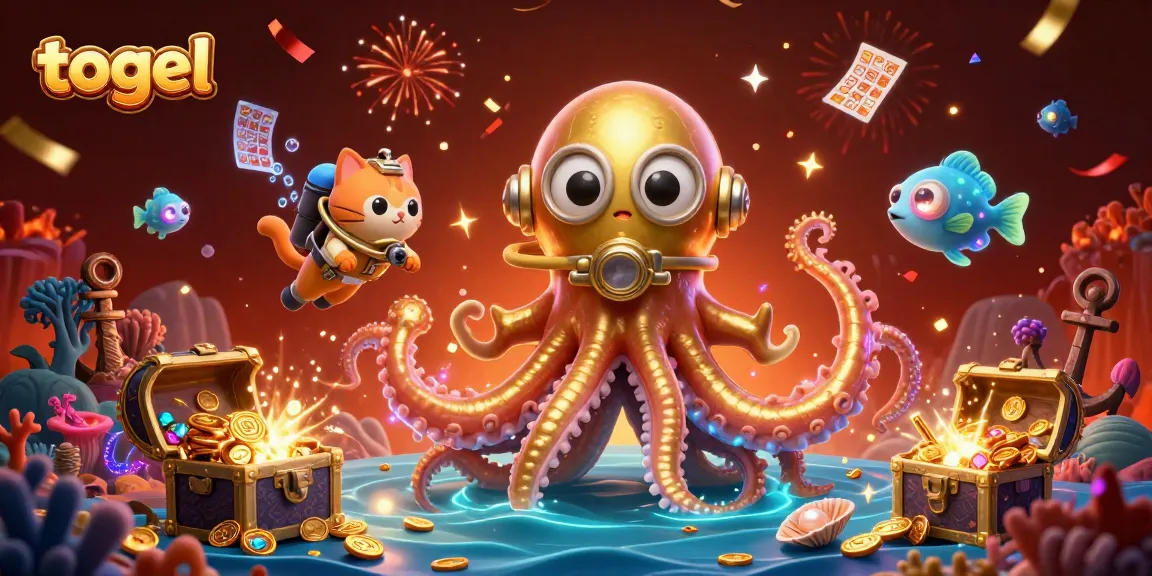 Experience togel excitement with vibrant underwater treasure and animated characters in a captivating casino scene.