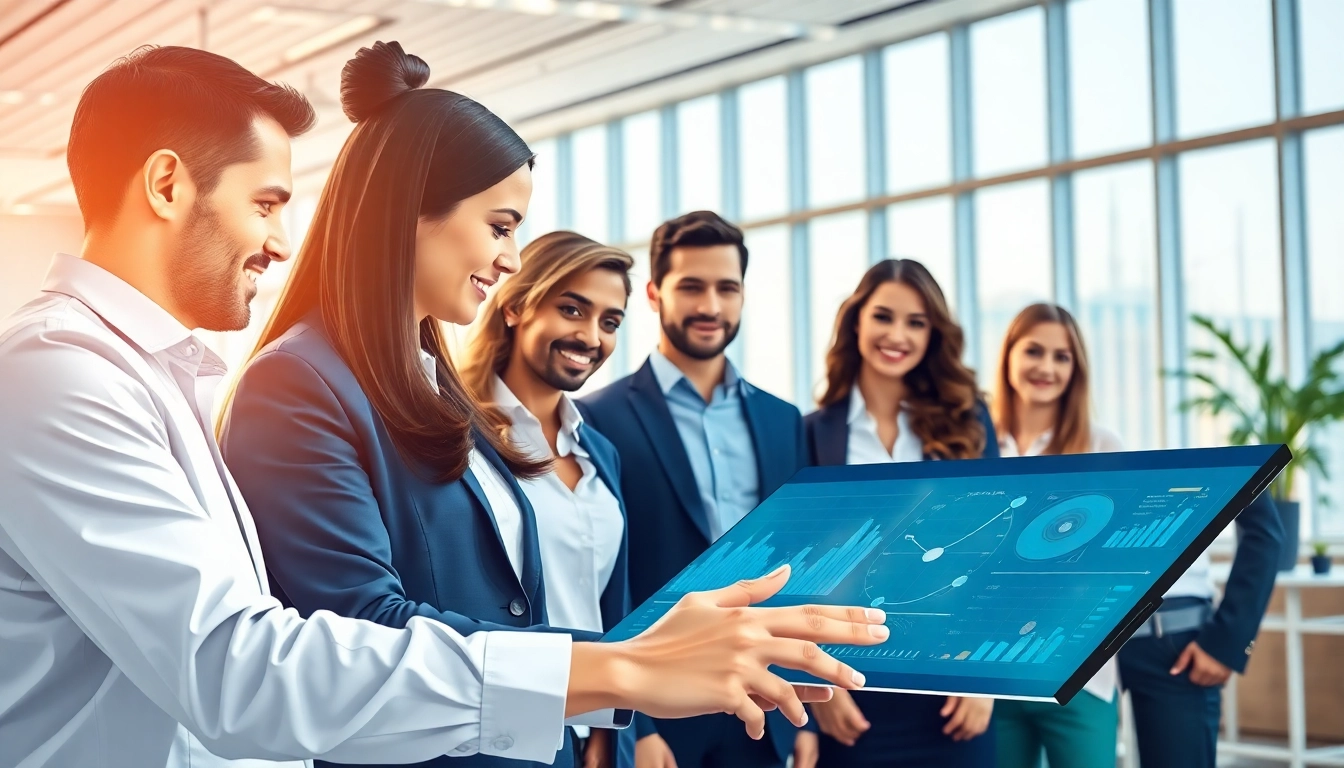 Interact with the enterprise AI assistant in a dynamic corporate setting with modern technology.