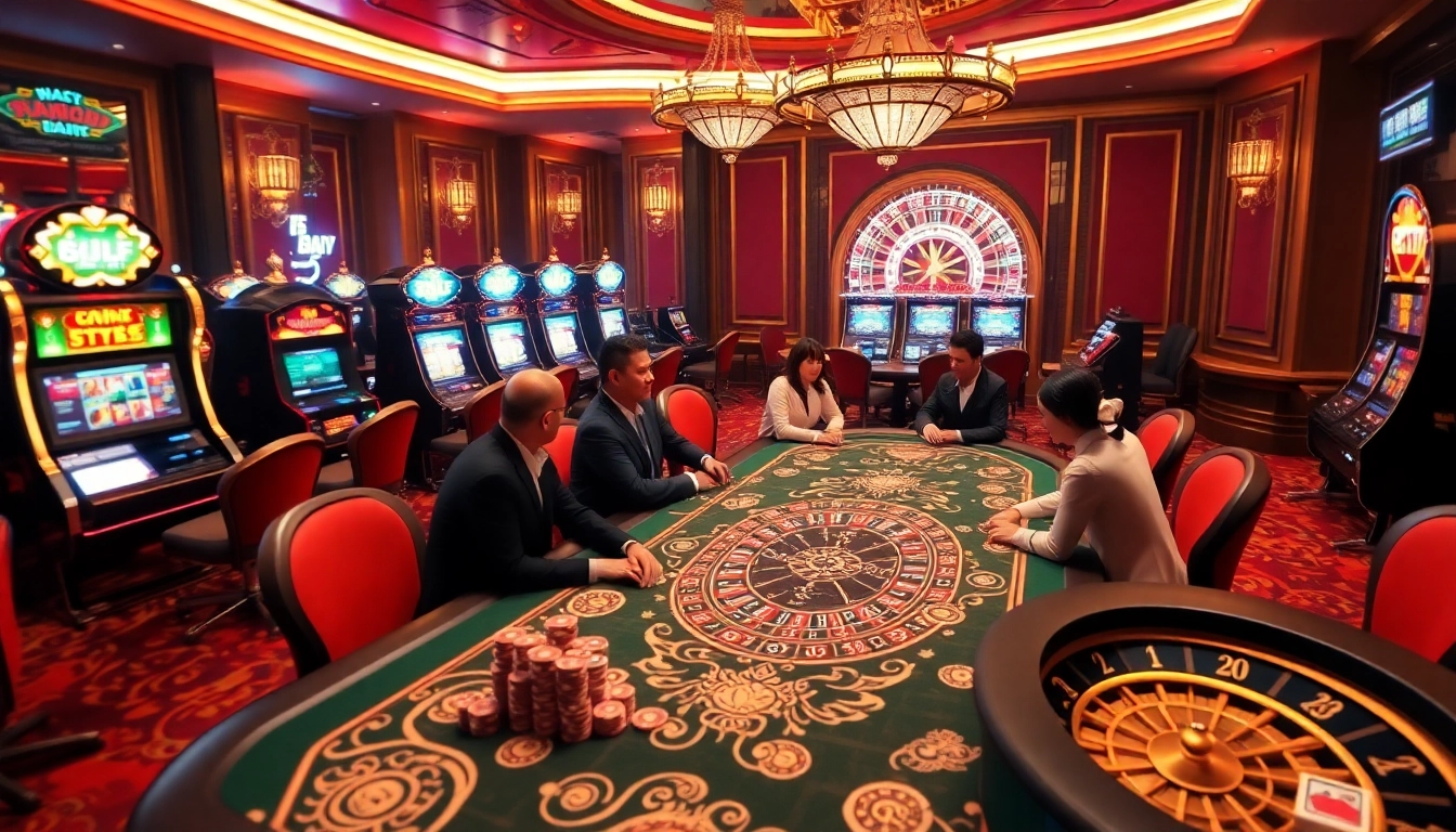 A dynamic gaming scene at a casino featuring engaging players and vibrant elements at nhà cái 88t.