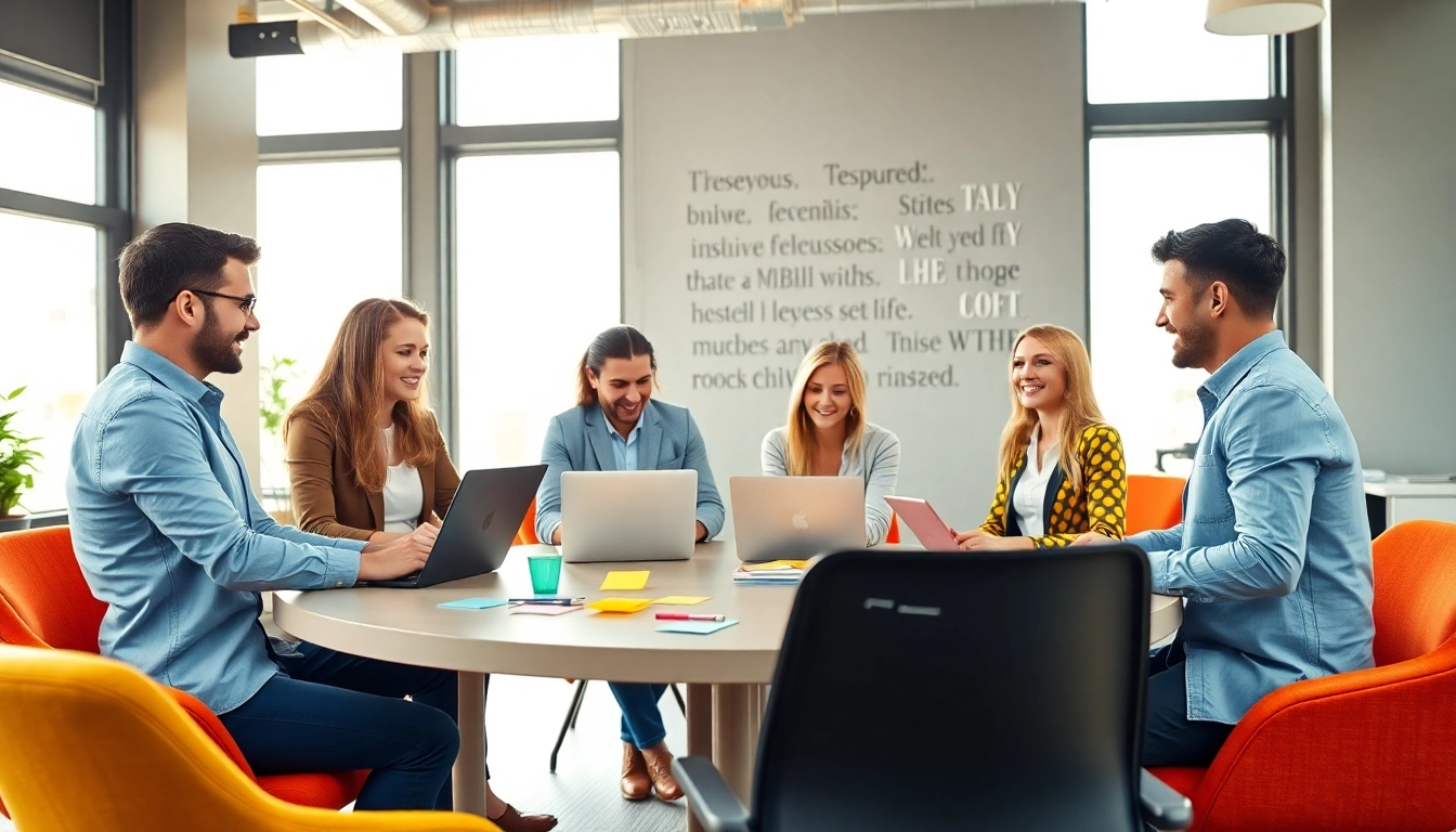 Brightet team collaboration in a modern office environment, promoting creativity.
