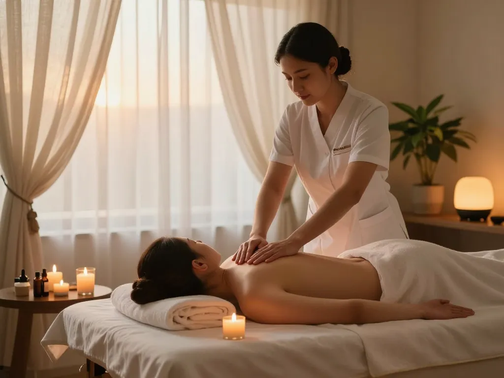 Premium aromatherapy massage experience at https://www.maxim-anma.net with professional therapist in tranquil home setting.