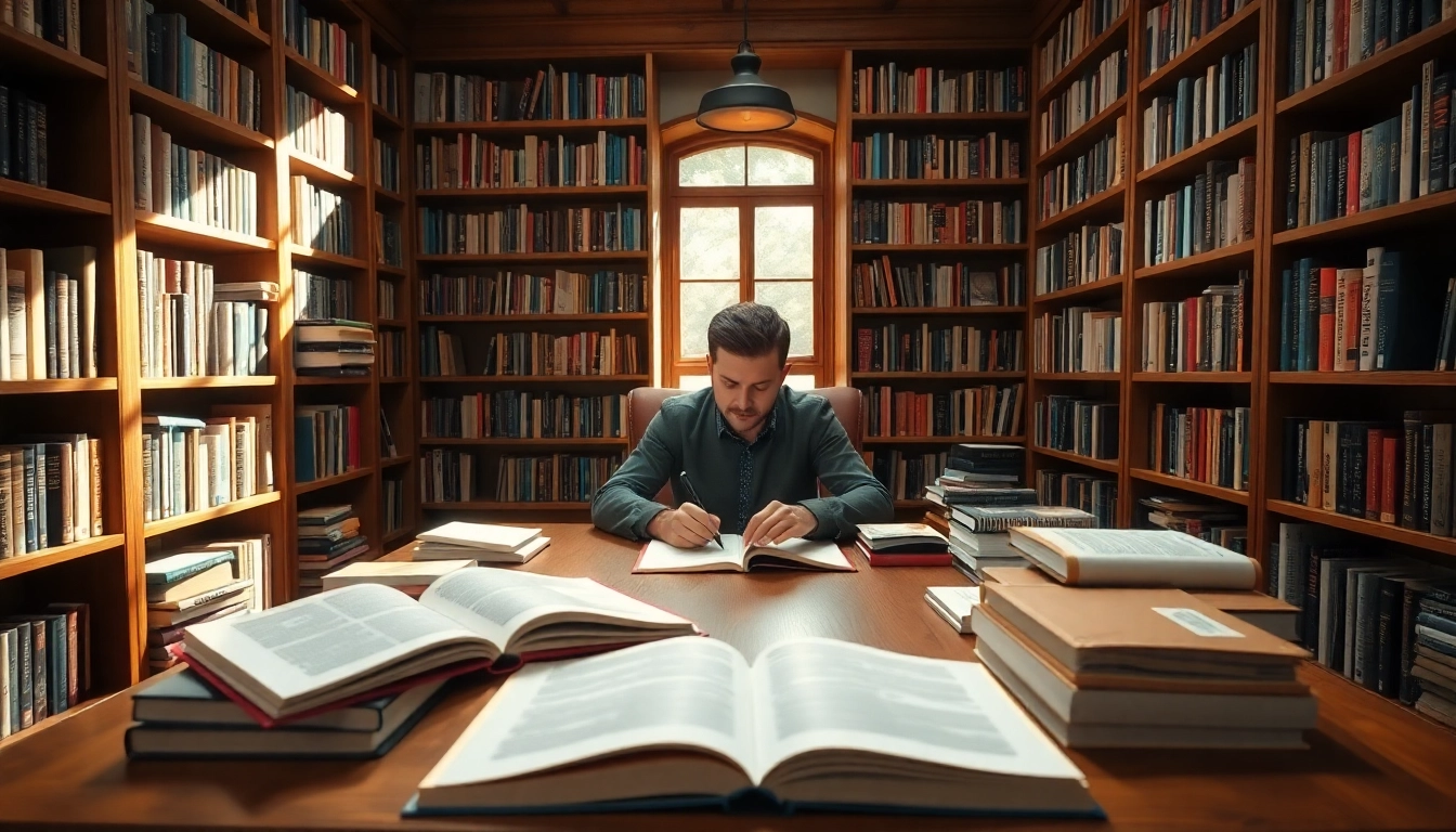 Writing a Booklab Review in a cozy library setting with books and notes.
