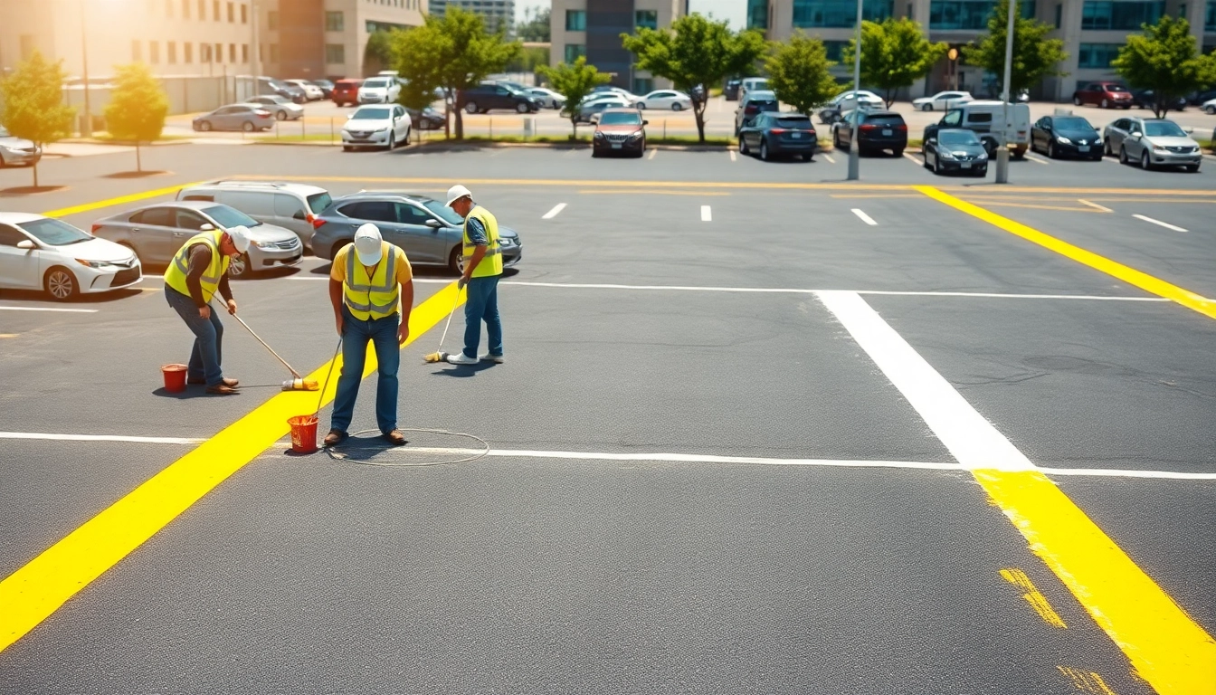 Professional parking lot striping Jackson MS team expertly paints lines for safety and organization.