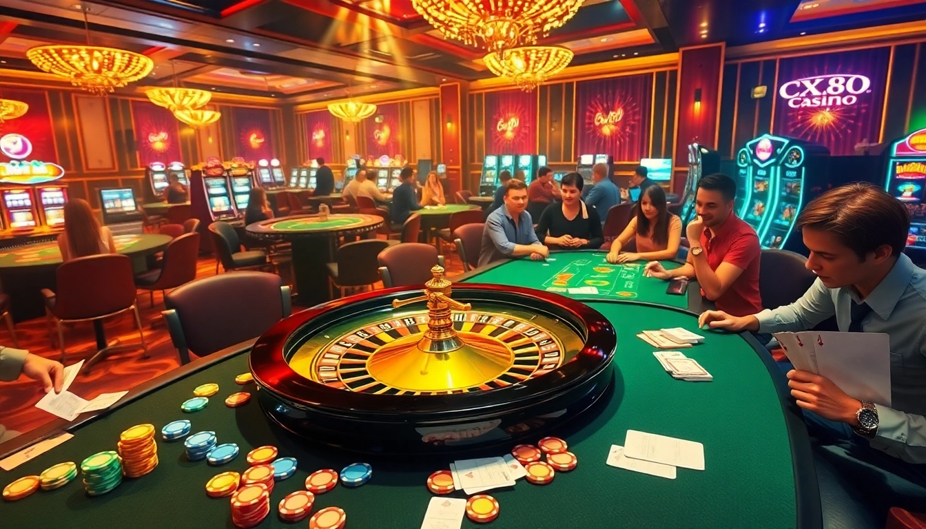 Experience the thrill of winning at XX88 Casino’s lively tables with poker chips and a spinning roulette wheel.