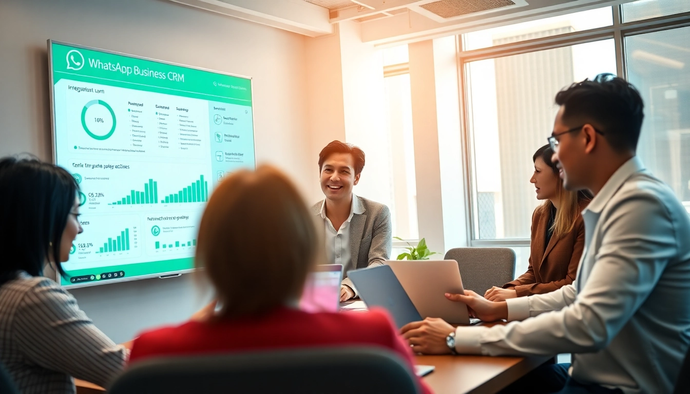 Enhance customer relations with WhatsApp Business CRM integration strategies showcased in a business meeting.