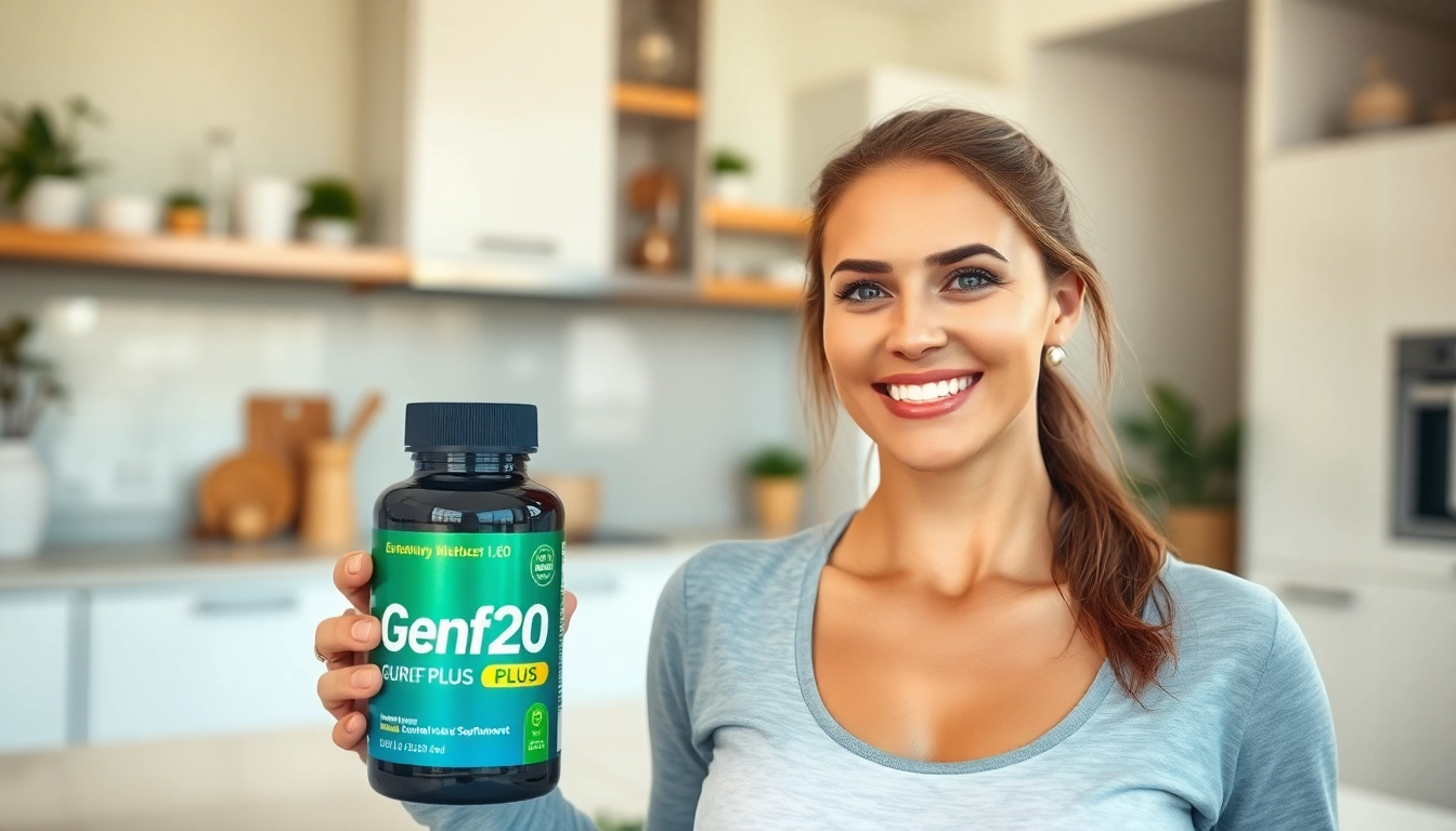 Enhancing vitality with Genf20 Plus supplement in a modern kitchen setting.