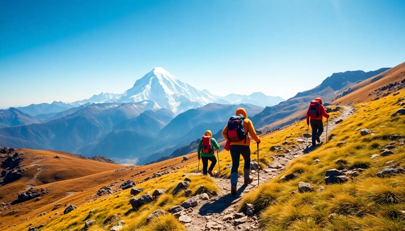 Trek through the stunning landscapes of Goechala trek, featuring trekkers and majestic mountains.