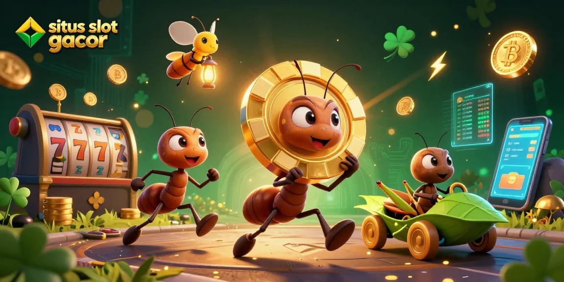 Catch thrilling excitement with situs slot gacor as ants carry a massive poker chip in a vibrant casino heist!