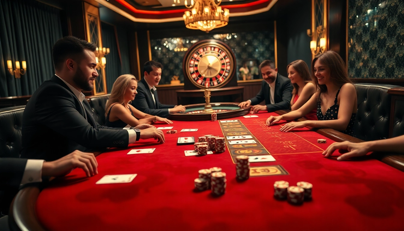 Join the exhilarating experience at Thabet casino featuring vibrant gaming tables and engaging players.