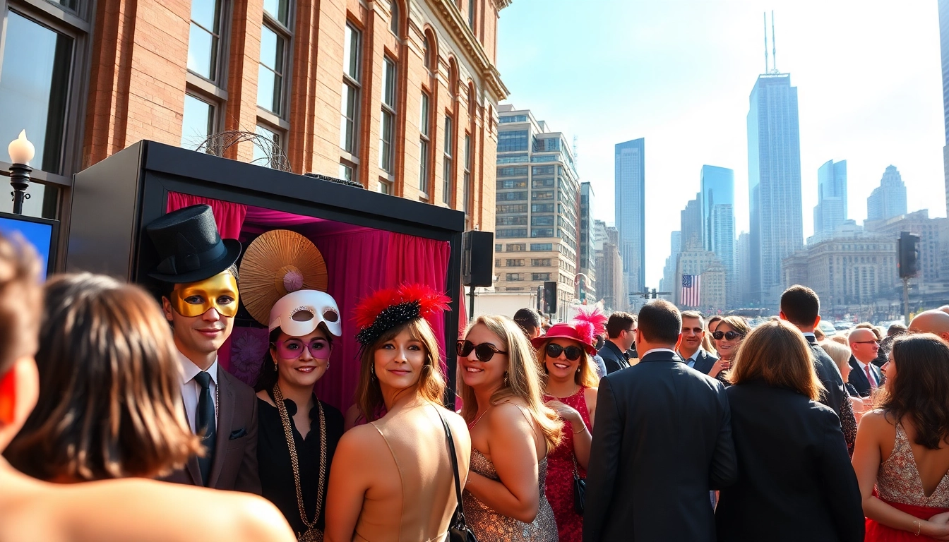 Experience the joy of a bustling Chicago event with a lively photo booth chicago setup.