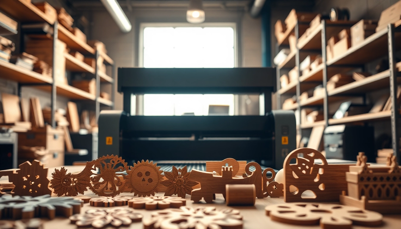Showcasing intricate laser cutting designs within a bright workshop setting, highlighting craftsmanship.