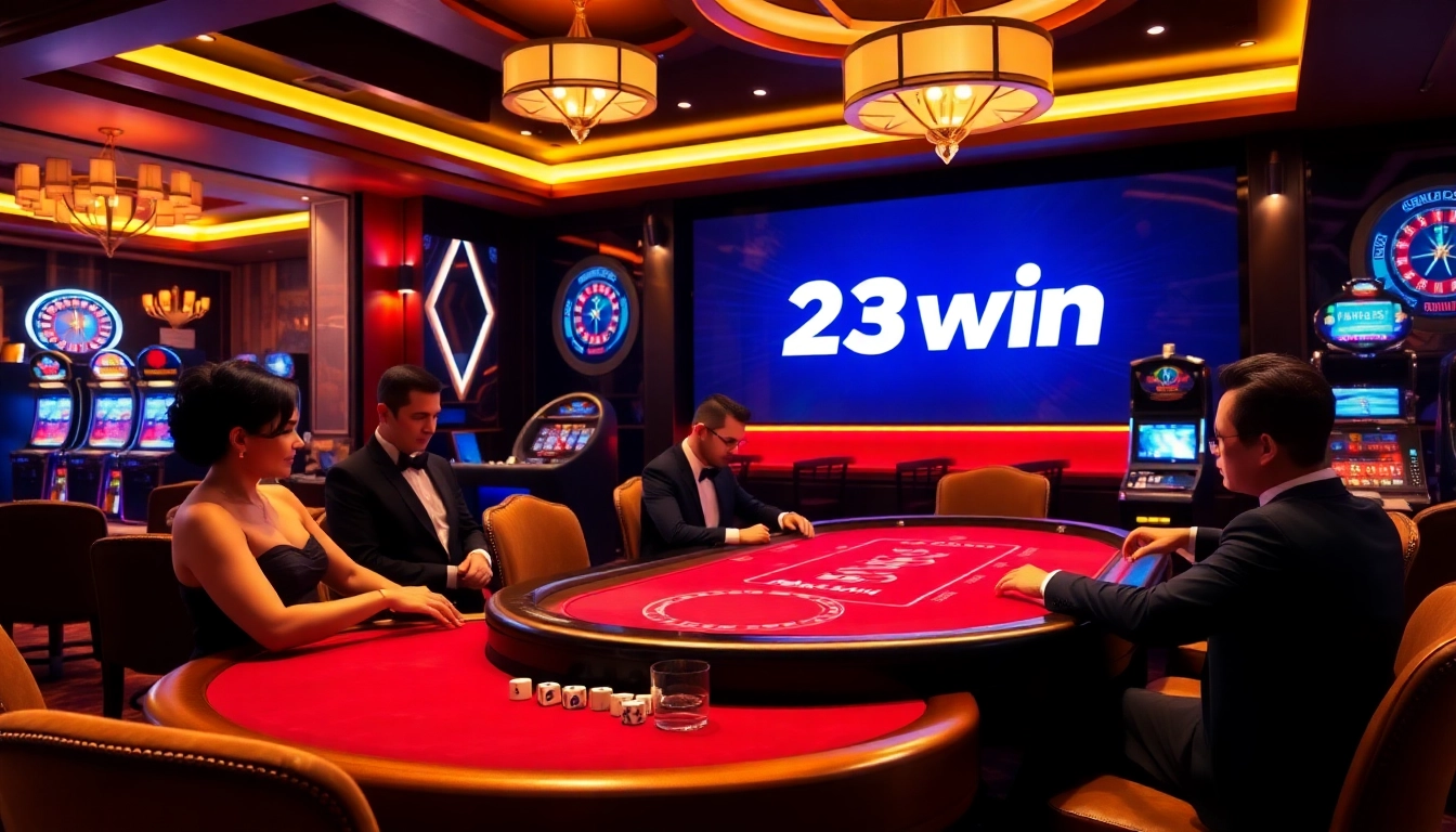 Experience thrilling poker action at 23win's elegant casino.