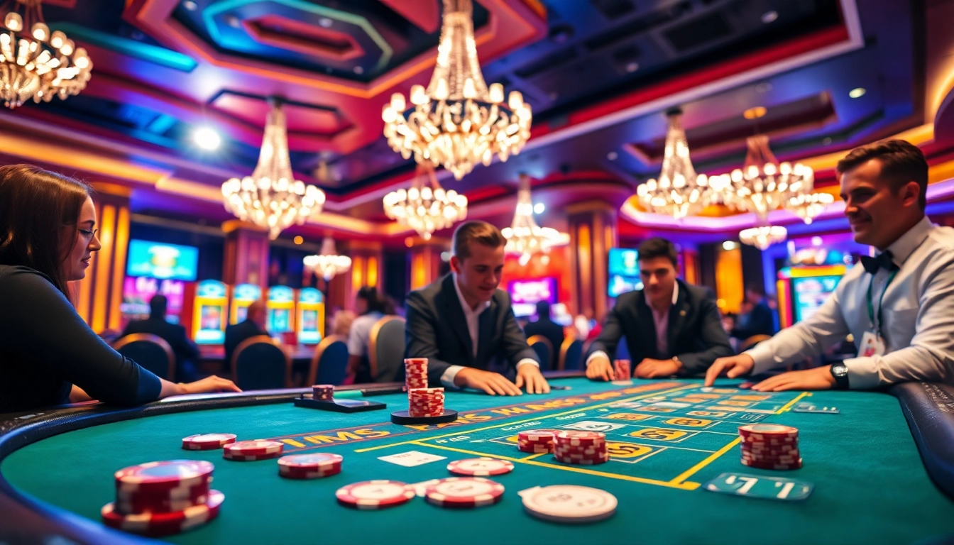Players enjoying an exciting moment at the MM88 casino gaming table in Las Vegas.