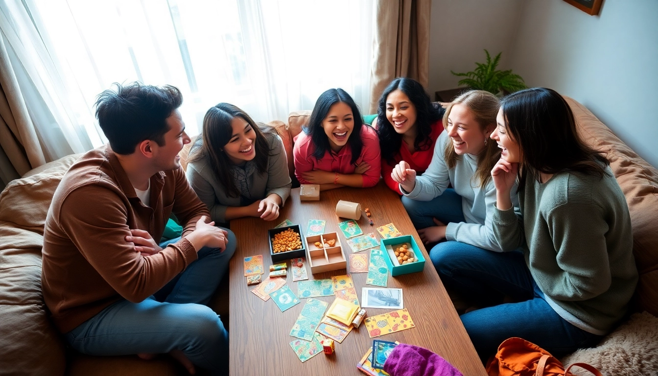 Engaged friends enjoying Games to play with friends in a warm, inviting atmosphere.