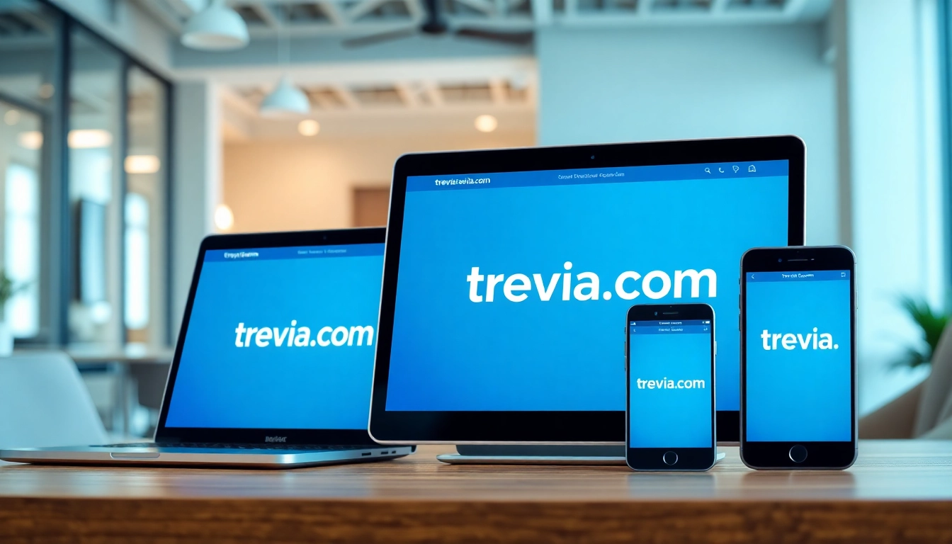 Engaging interface of trevia.com showcased on multiple digital devices in a modern setting.
