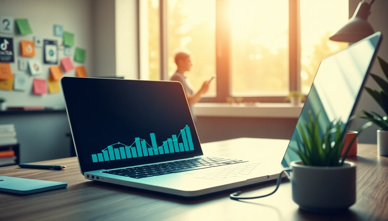 Visual representation of a digital marketing expert using a tiktok smm panel for social media growth analysis.