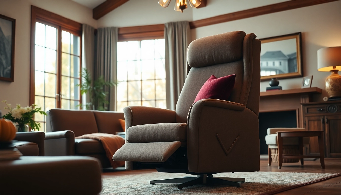 Comfortable tall man lift chair enhancing the cozy living room's relaxing atmosphere.