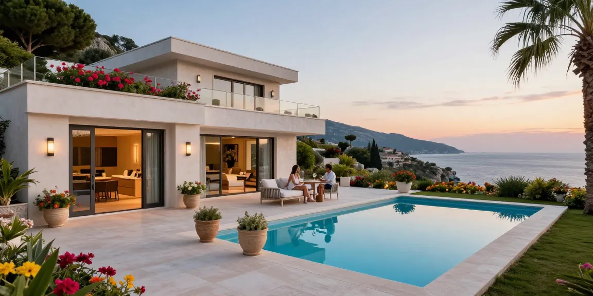 Stunning villa in Albania showcasing luxurious real estate albania with a pool and Mediterranean views.