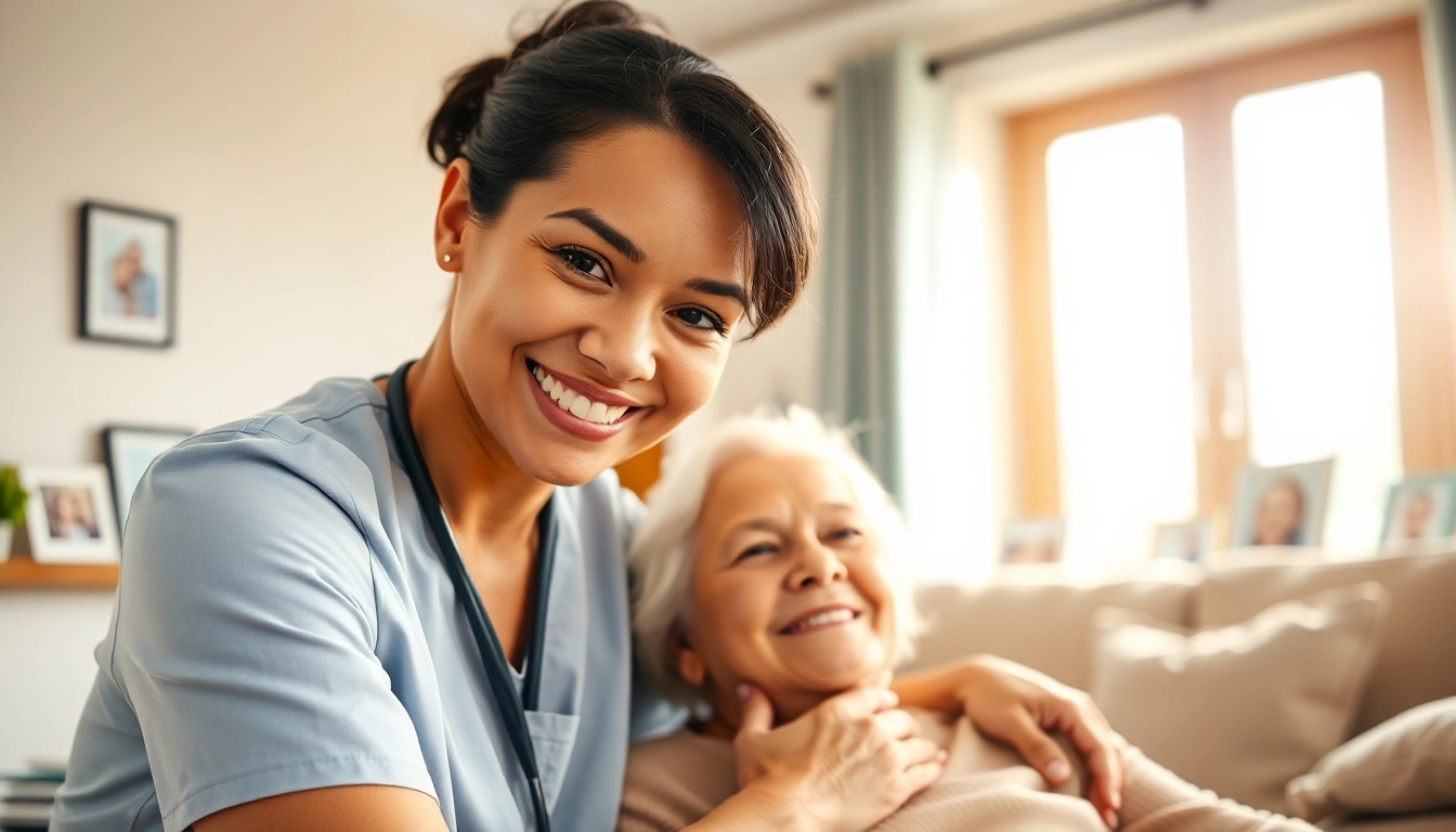 Caring professional providing in home care austin tx to an elderly person in a warm and inviting living room.