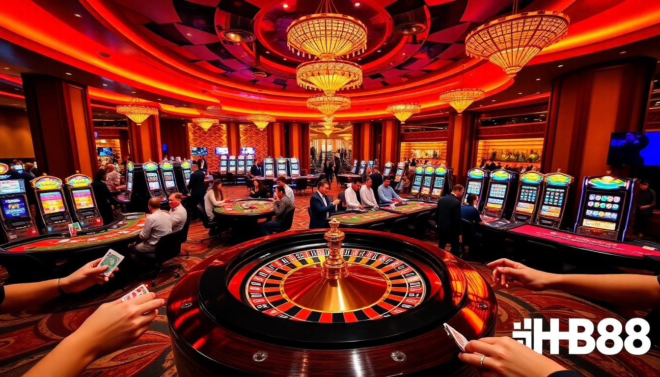Experience thrilling gameplay at HB88 Casino with exciting roulette and poker action.