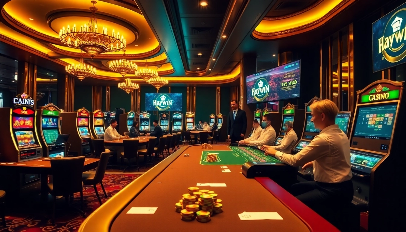 Experience thrilling gameplay at Haywin with vibrant casino tables and engaging slot machines.