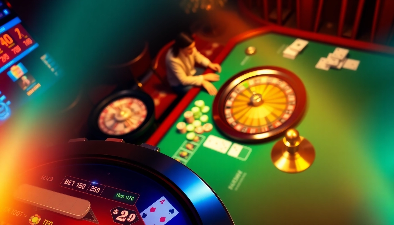 Experience exciting gambling moments at https://mm88.sa.com/ with colorful casino tables and vibrant gaming elements.