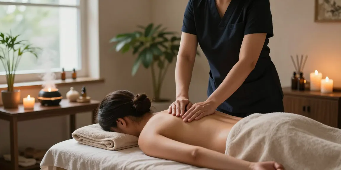 마사지 중인 고객과 전문가의 편안한 스파 장면