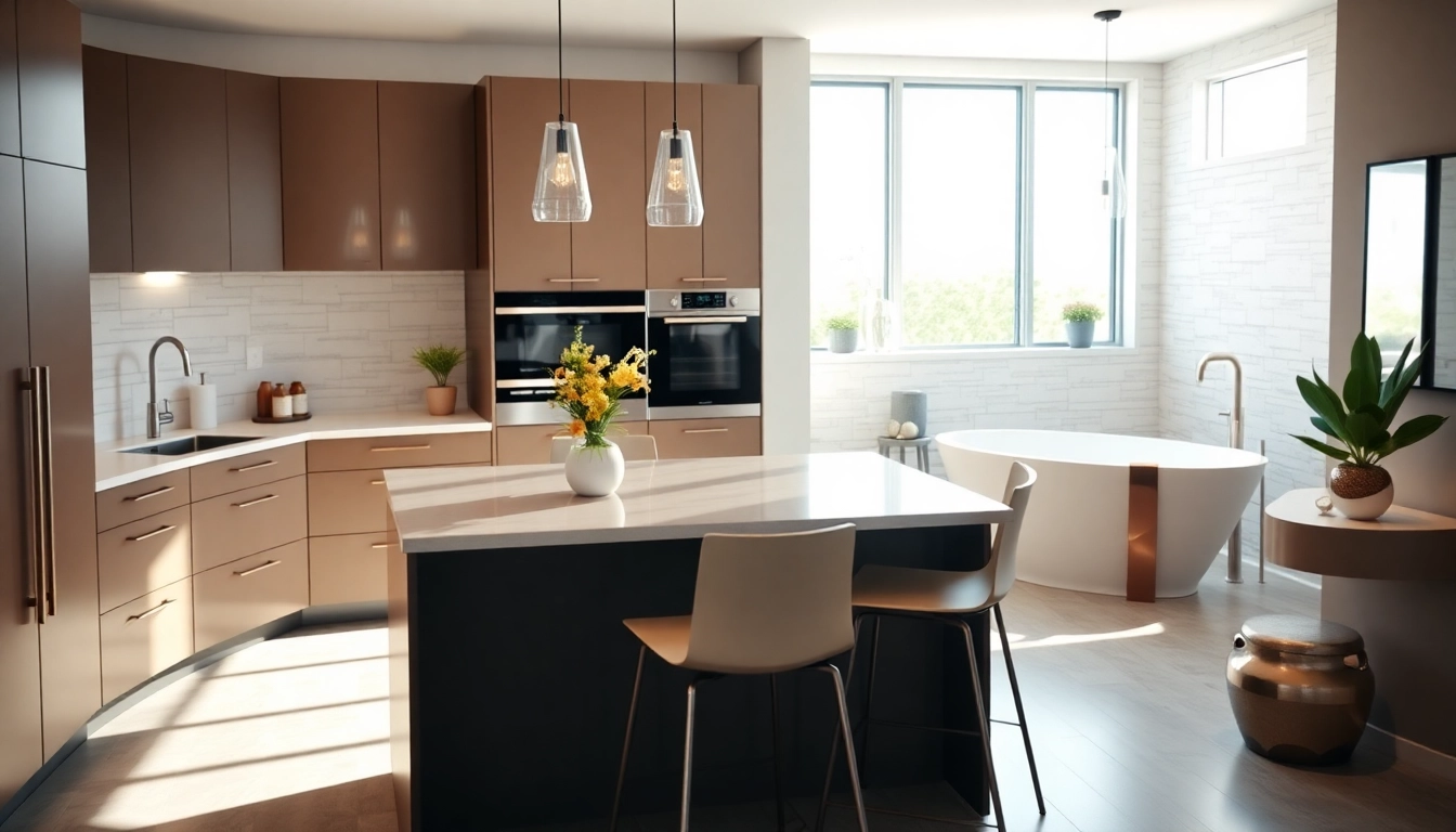 Stunning kitchen and bathroom remodel showcasing modern design and stylish decor elements.