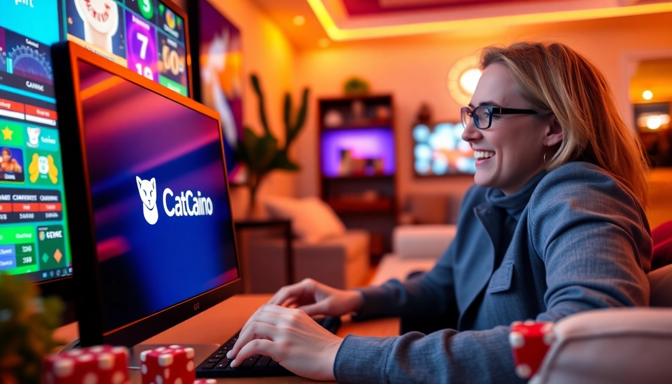 Mengakses catcasino-reg.com/promokody dengan antusias dan suasana ceria dari kasino online.