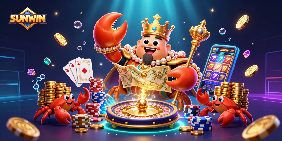 SUNWIN offers thrilling gameplay with a golden crab emperor and vibrant casino elements.