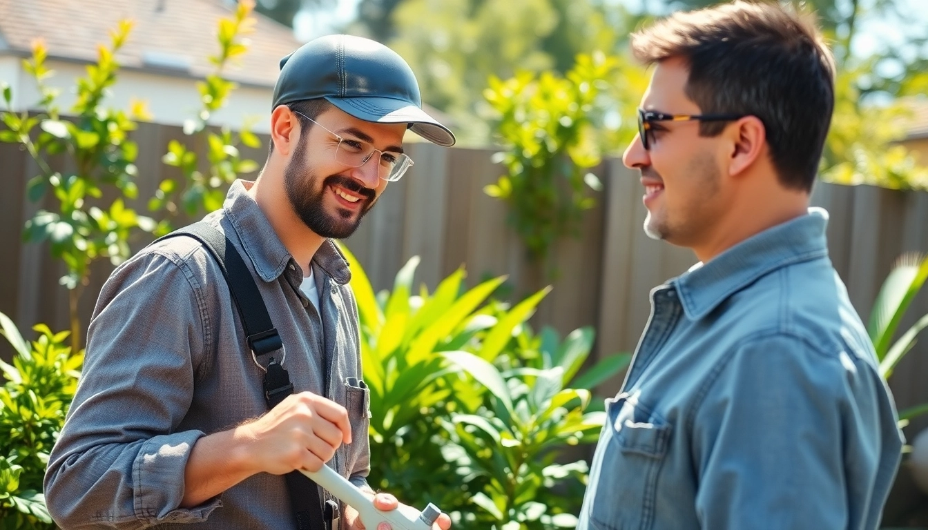 Affordable exterminator applying treatment in a backyard for effective pest control.