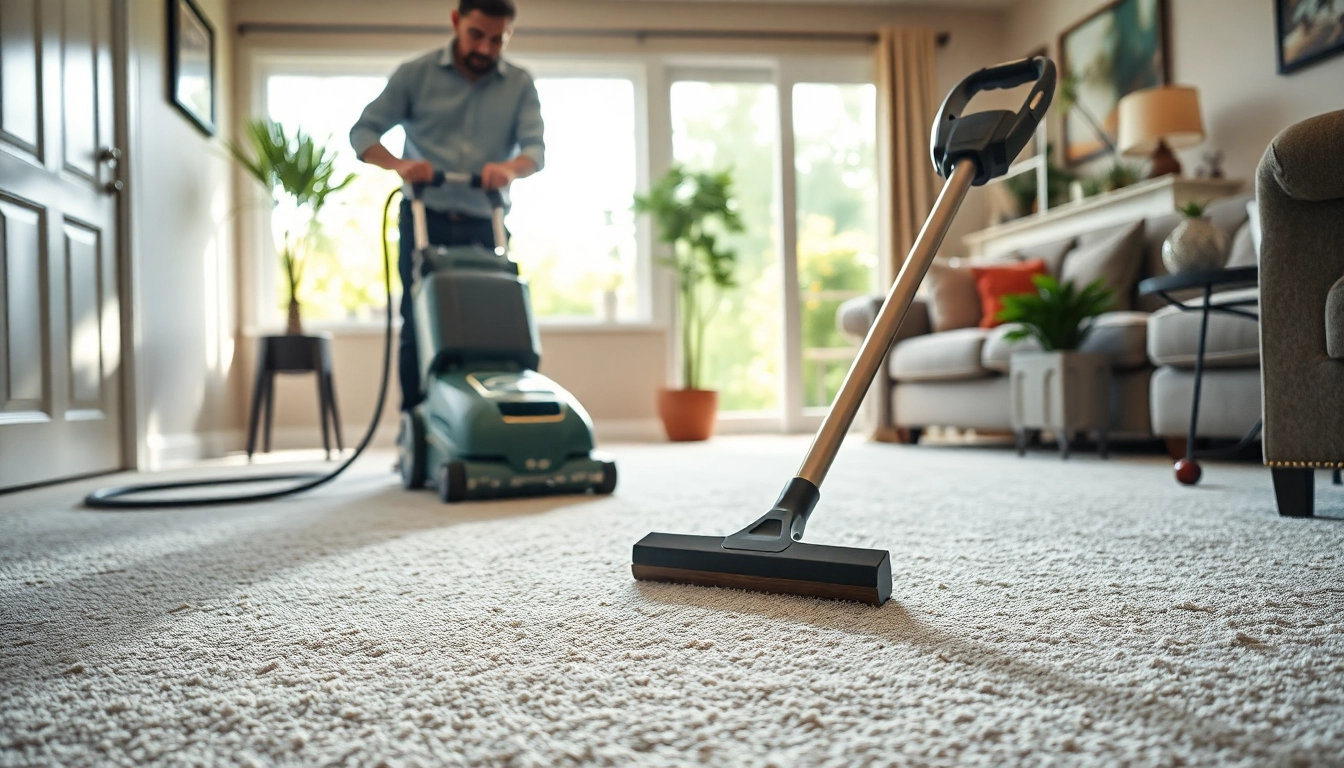 Effective carpet cleaners Roseville ca in action, revitalizing a living room with natural lighting and a fresh atmosphere.