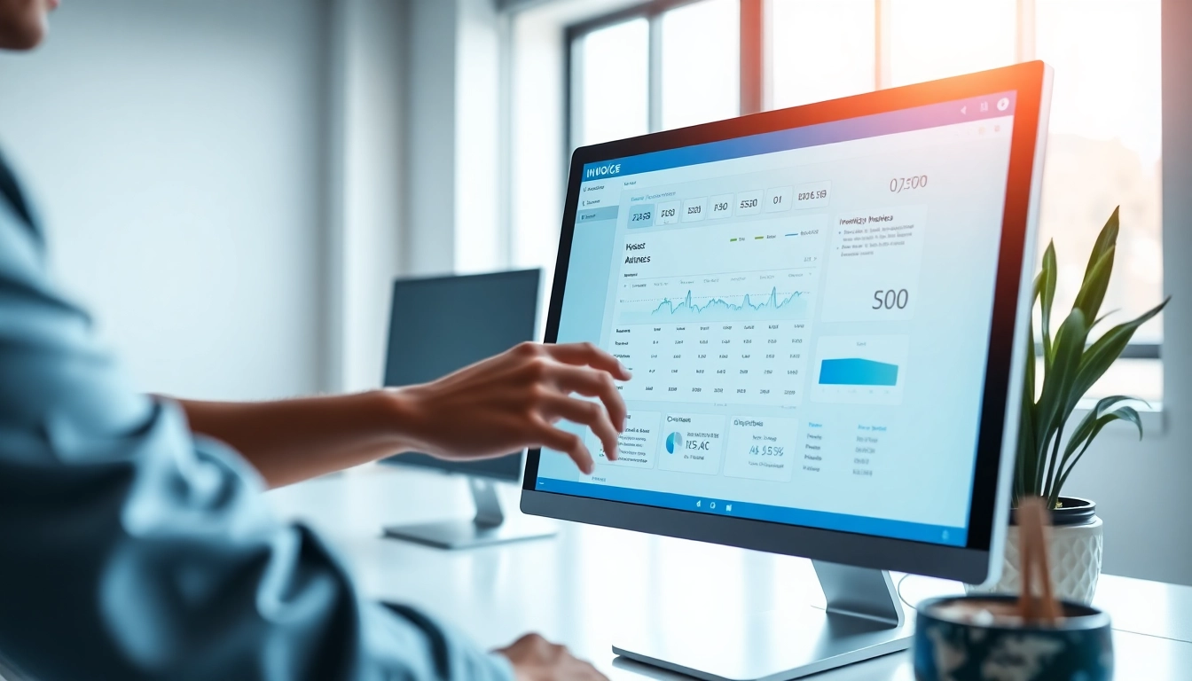 Optimized invoice processing software showcased in a modern workspace.