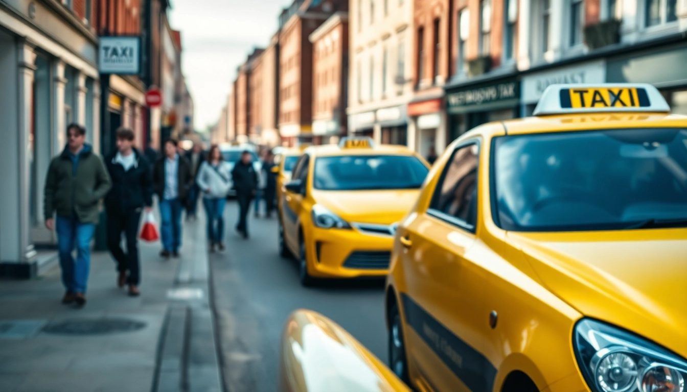 Capture a West Bridgford Taxi navigating a busy street, showcasing local urban life.