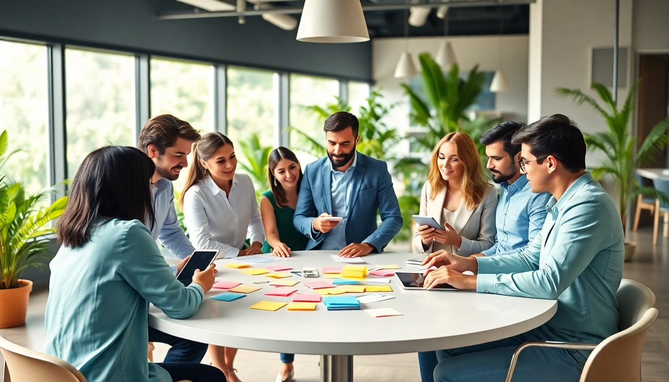 Team collaborating in a vibrant creative agency setting, showcasing diversity and innovation.