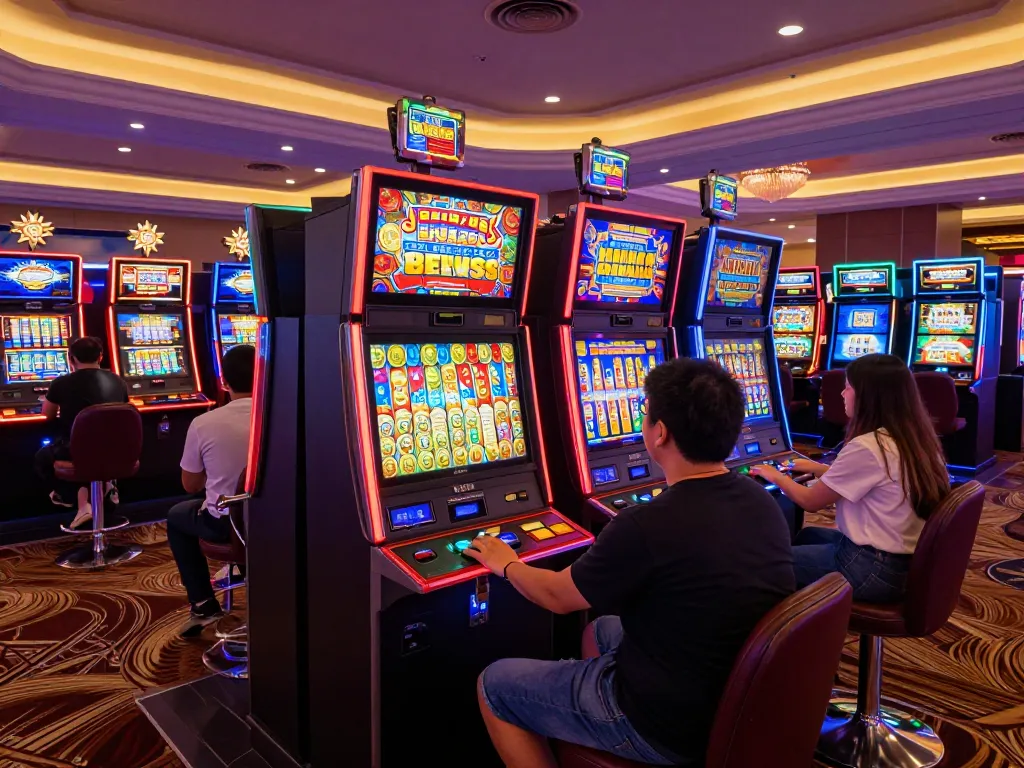 Experience excitement at slots in a vibrant casino setting with server thailand.