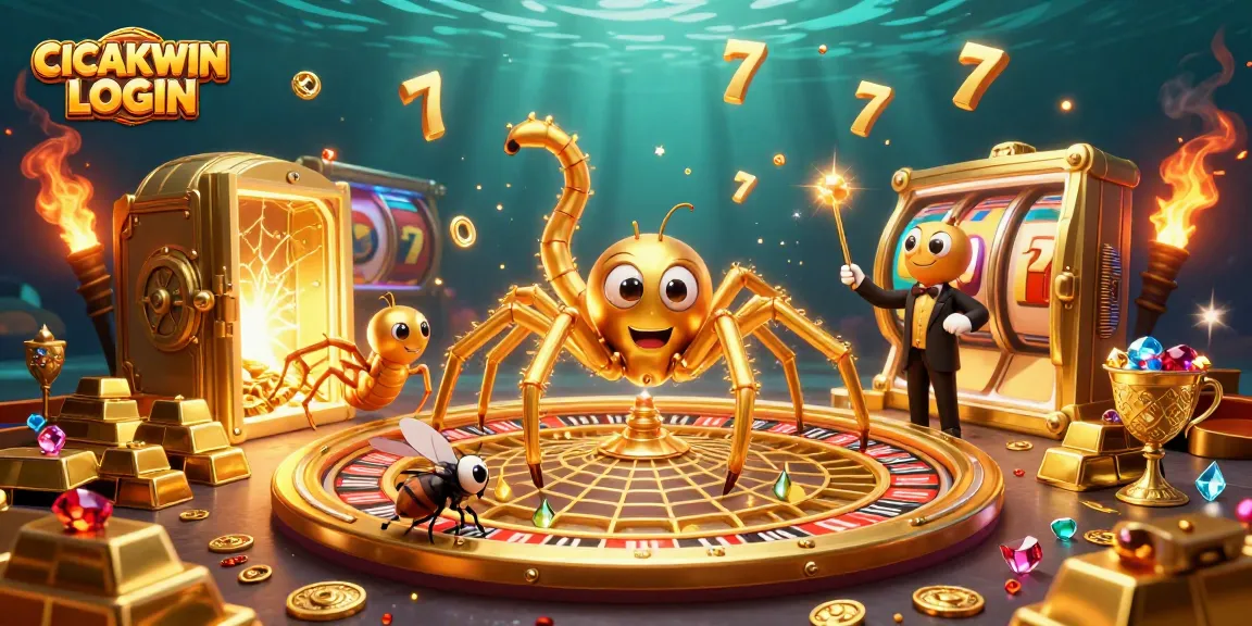 Place your bets with CICAKWIN LOGIN in this vibrant 3D digital casino illustration.
