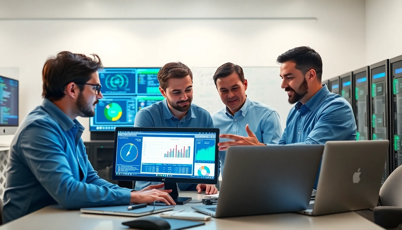 Showcase of Managed Services Fredericksburg by a team of IT professionals in a modern office.