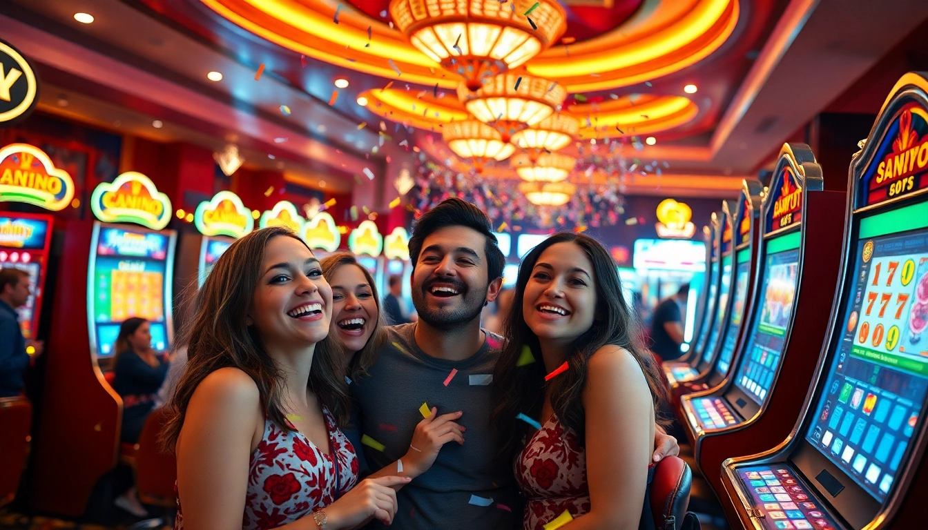 Rayakan kemenangan jackpot bbni4d di kasino yang meriah dan penuh warna.