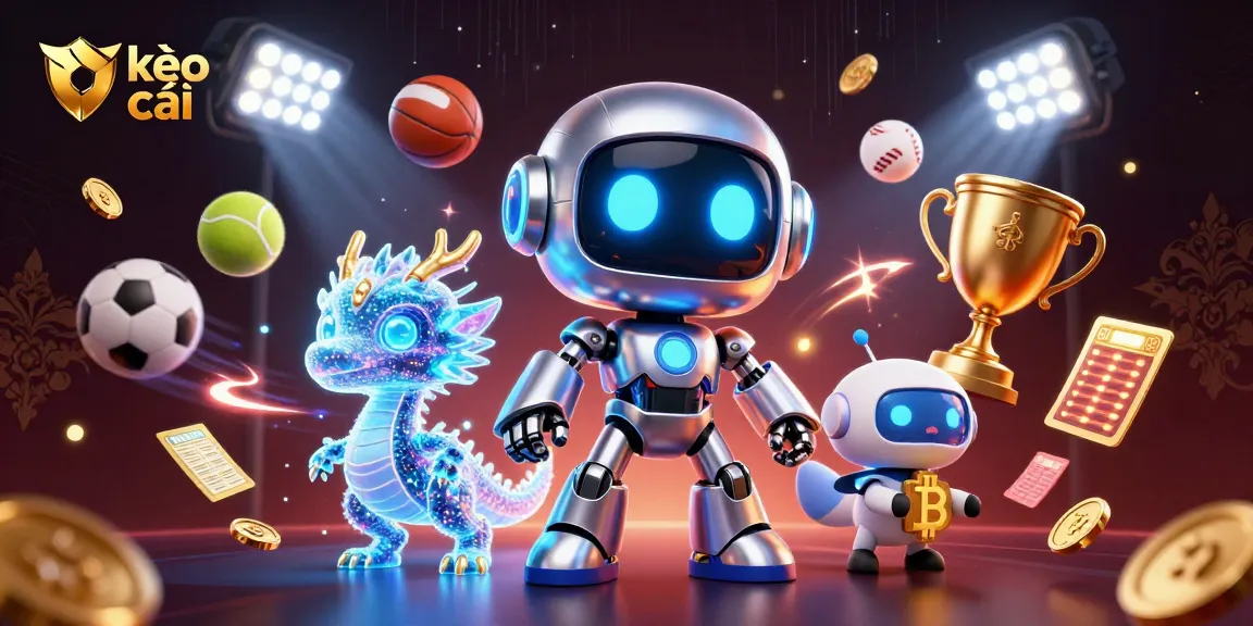 Experience the excitement of kèo nhà cái with dynamic sports elements, vibrant robots, and neon effects.