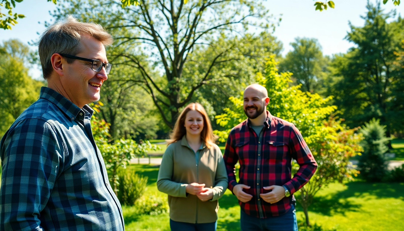 Black Mountain Tree Consultancy team providing expert tree care consultations in a vibrant natural setting.