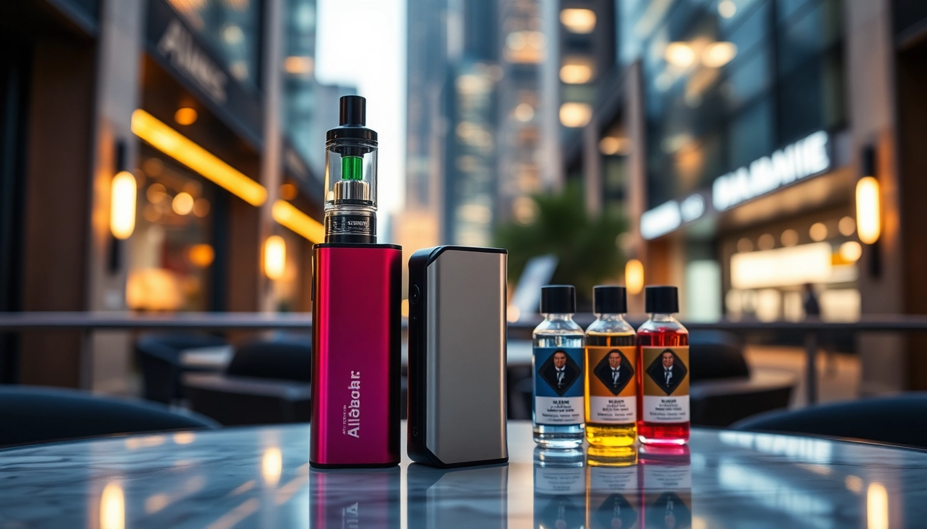 Showcase Alibarbar vape device highlighting its modern design and vibrant flavors on a stylish table.