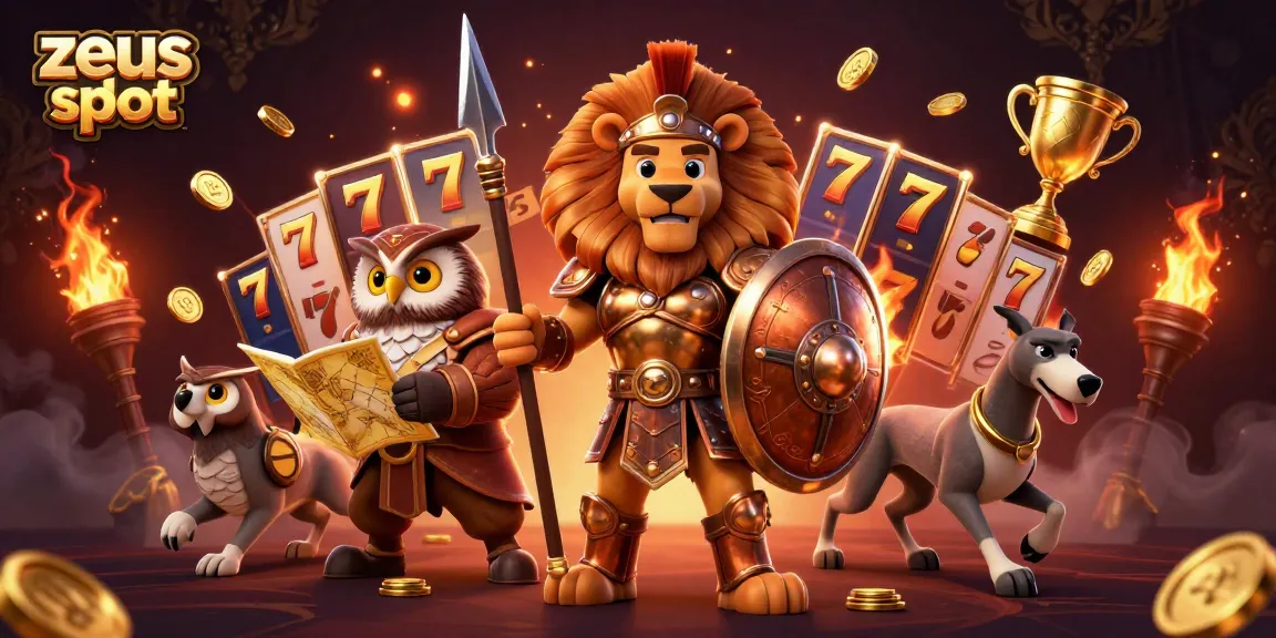Experience zeus slot gameplay with fun characters, slot reels, and exciting jackpot elements!