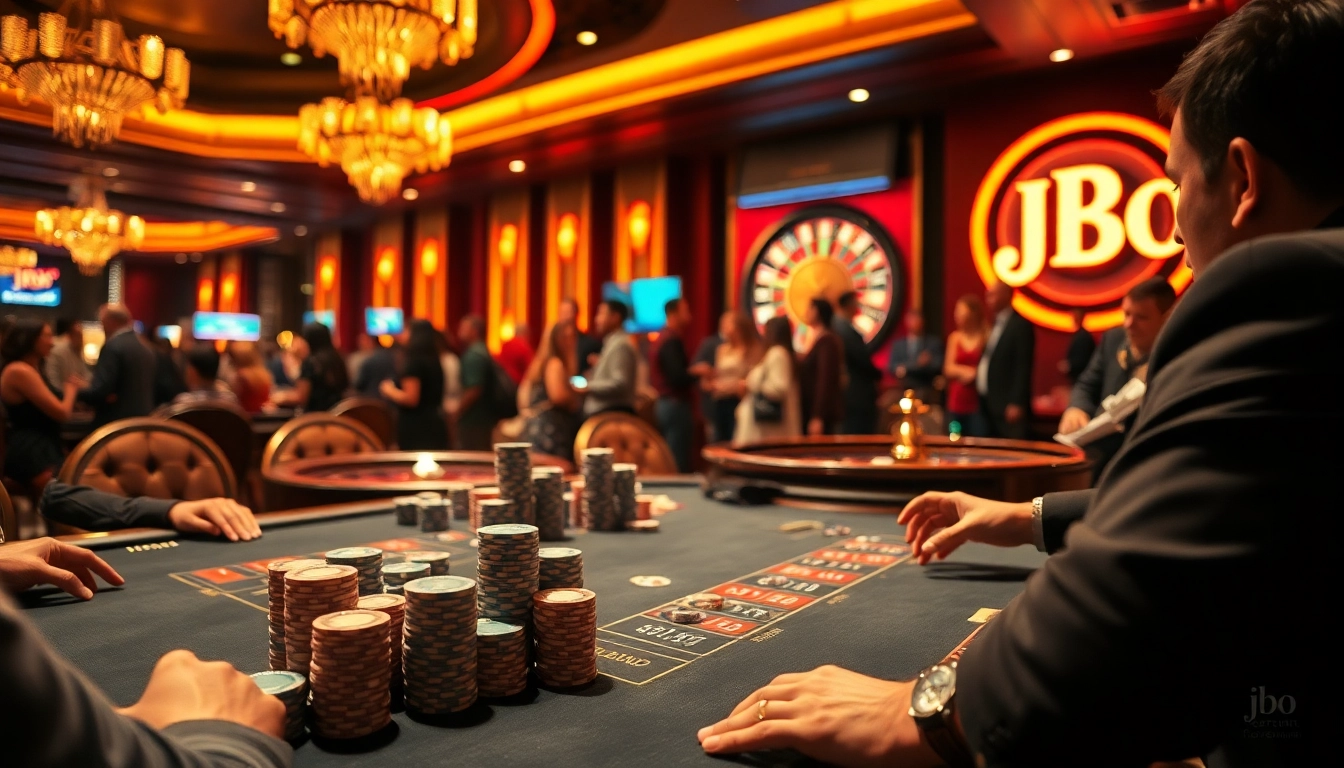 JBO hosts an exciting poker game with intense players and vibrant casino ambiance.