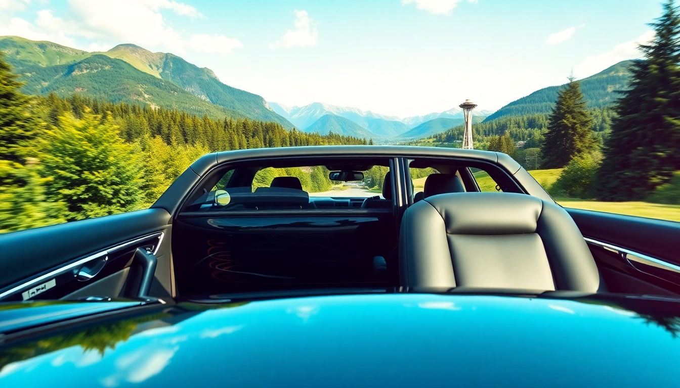 Experience luxurious limo service vancouver to seattle in a sleek vehicle against stunning landscapes.