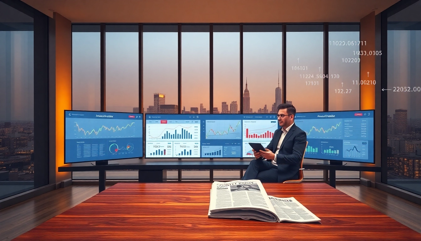 Modern financial advisor analyzing digital investment data for 79king in a sleek, professional setting for 2025.