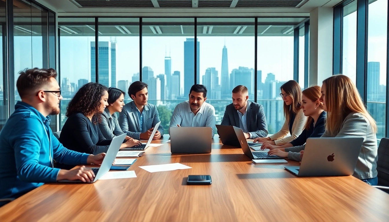 Engage with https://whatalker.com marketing professionals in a dynamic brainstorming session within a modern office.
