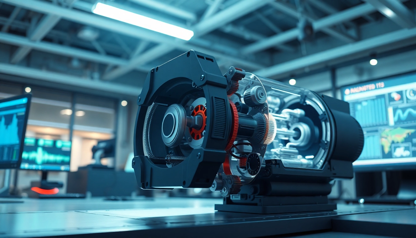 Technische Animation mit innovativen Maschinen und komplizierten Mechanismen im modernen Arbeitsumfeld.