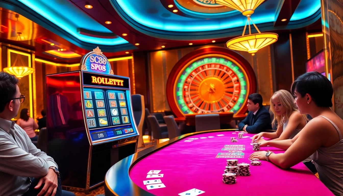 Players enjoying the SC88 slot machine in a luxurious casino setting.